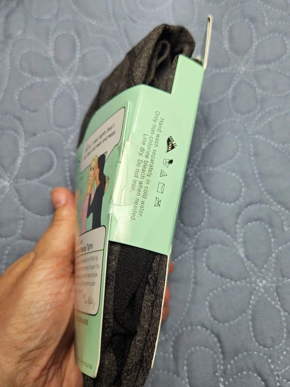 SPANX Black Love Your Assets Flipside Diamond Pattern Tights Size 4